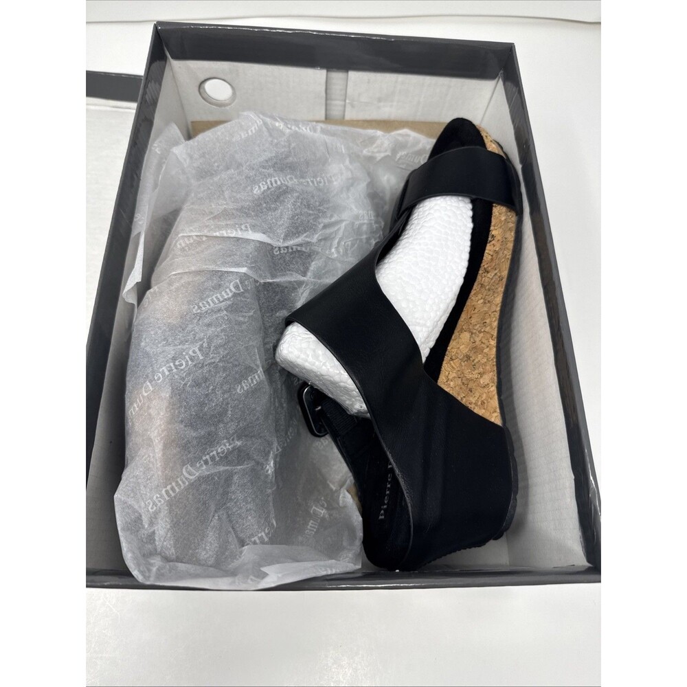 Pierre Dumas Women Low Wedge Chantal 26 BLACK Strap Sandal NEW WITH BOX Size 8.5 - Picture 8 of 8